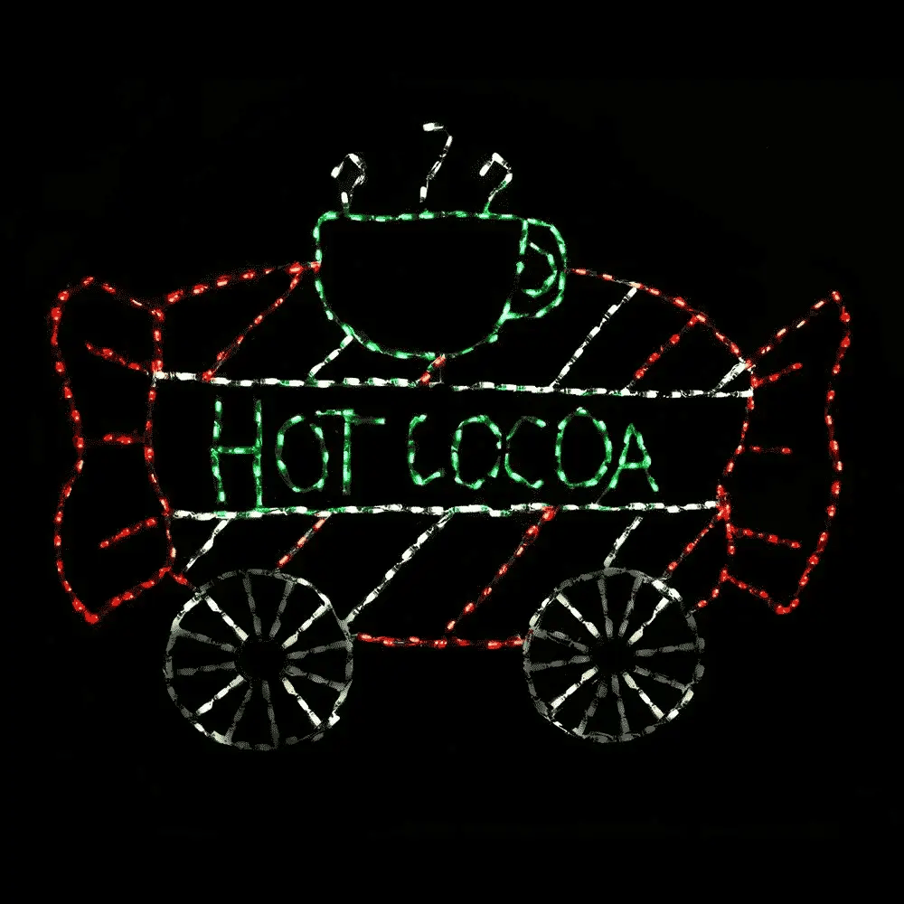 Vagón de tren de chocolate caliente con pantalla LED animada