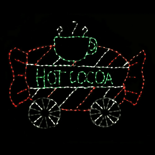 Vagón de tren de chocolate caliente con pantalla LED animada