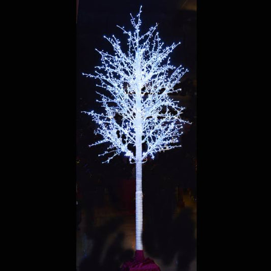 Árbol Linden de 12' LED, tronco blanco, luces blancas