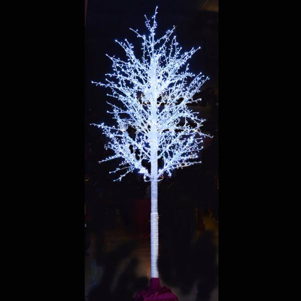 Árbol de tilo LED de 15 pies, tronco blanco, luces blancas