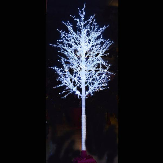 Árbol de tilo LED de 15 pies, tronco blanco, luces blancas