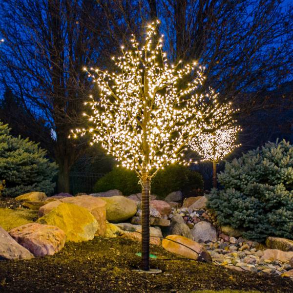 Árbol Linden de 8' LED, Tronco Marrón, Luces Blancas Cálidas