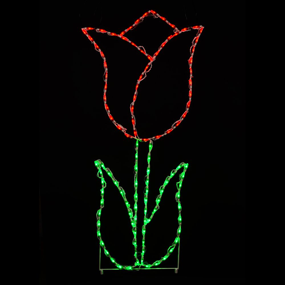 Pantalla LED de flor de tulipán - Rojo (53")