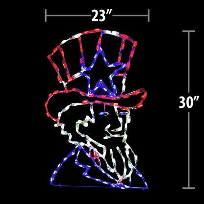 Cabeza del Tío Sam con Pantalla LED Patriótica