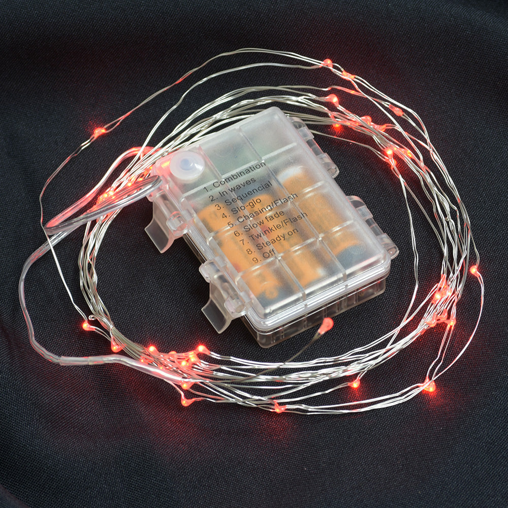 Luces de alambre - 50 bombillas a pilas - 4.88 m de largo