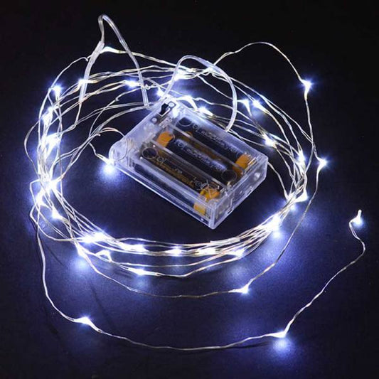 Luces de alambre - 50 bombillas a pilas - 4.88 m de largo