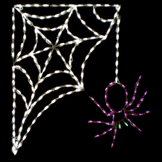 Araña con telaraña para Halloween con LED (43")