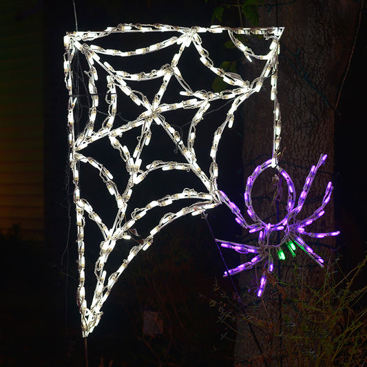 Araña con telaraña para Halloween con LED (43")