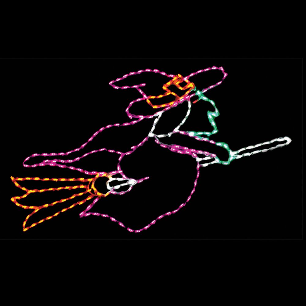 Bruja Volando en Escoba LED de Halloween (38")